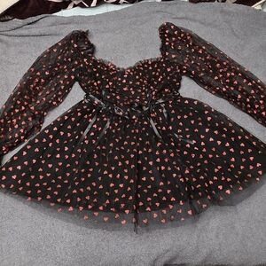 Sugar Thrillz Black and Red Heart Dress